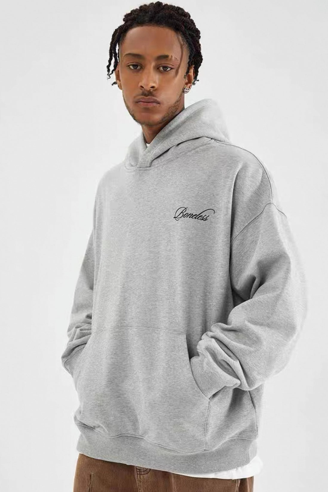 BONELESS GEOGRAPHIC HOODIE GREY