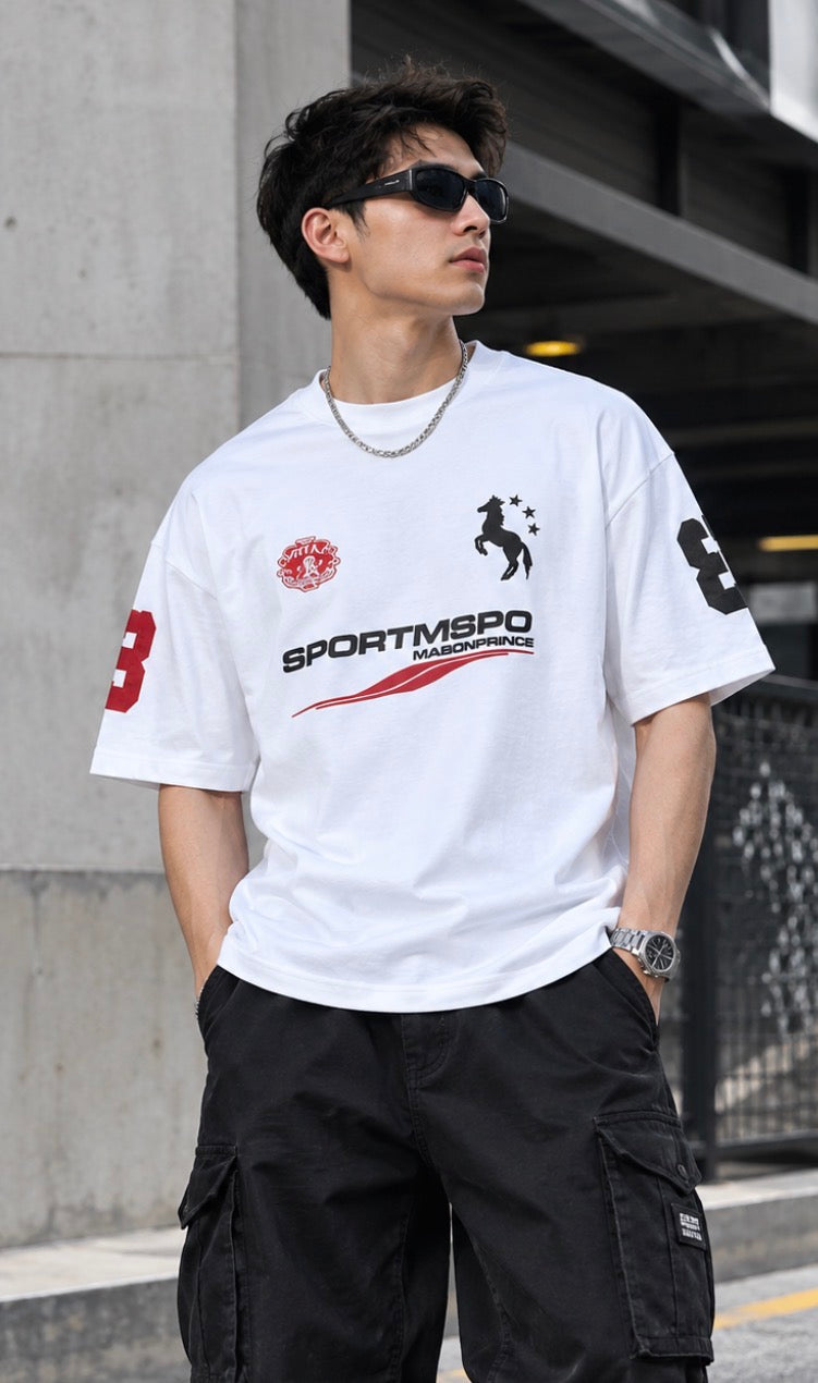 Masonprince Distressed Warhorse Embroidery Loose Shirt Tee