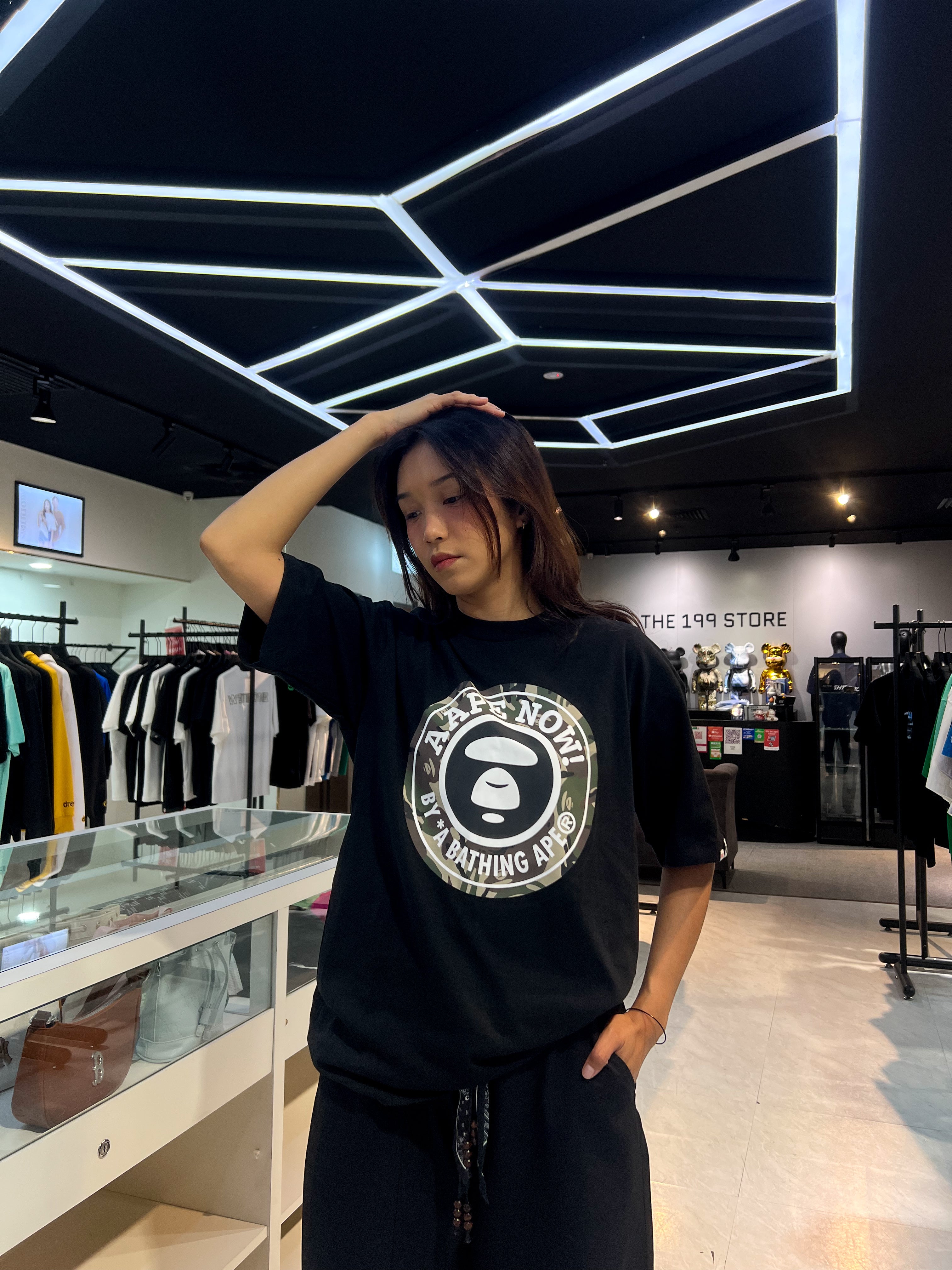 BAPE AAPE MOONFACE TEE BLACK CAMOUFLAGE