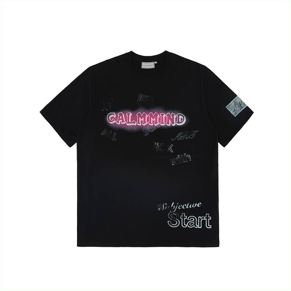 Calmmind Pink Spray Monster Tee Black