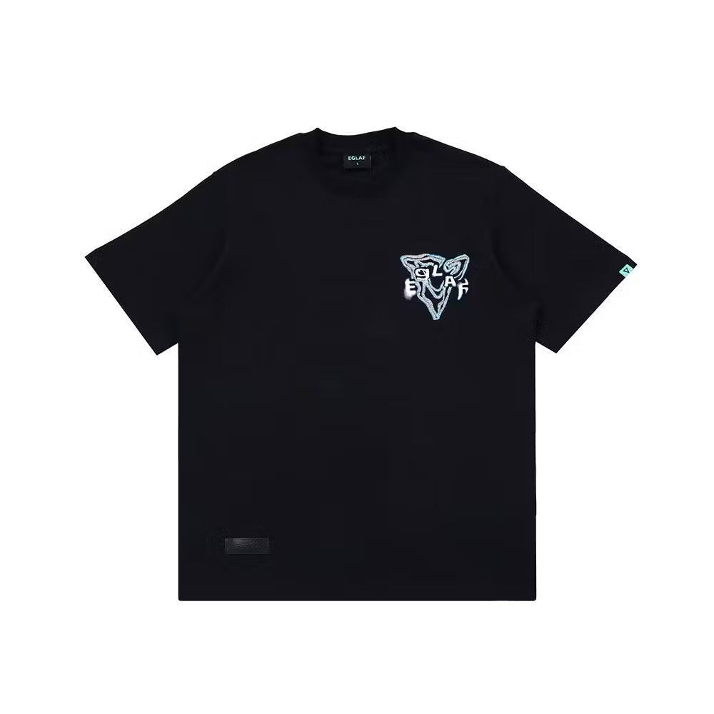 EGLAF FLAMES BURN EMBROIDERY TEE BLACK