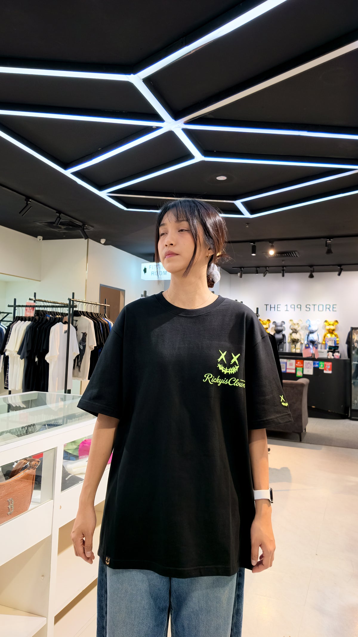 RICKYISCLOWN ALL STAR DAZZLING GREEN STREAM TEE BLACK