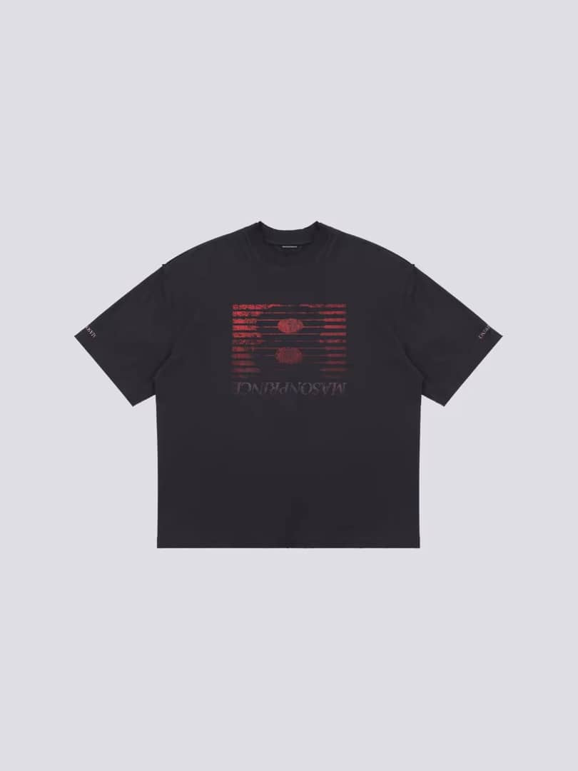 Masonprince Gradient Number 8 Crack Print Short-Sleeve T-Shirt Dark Grey