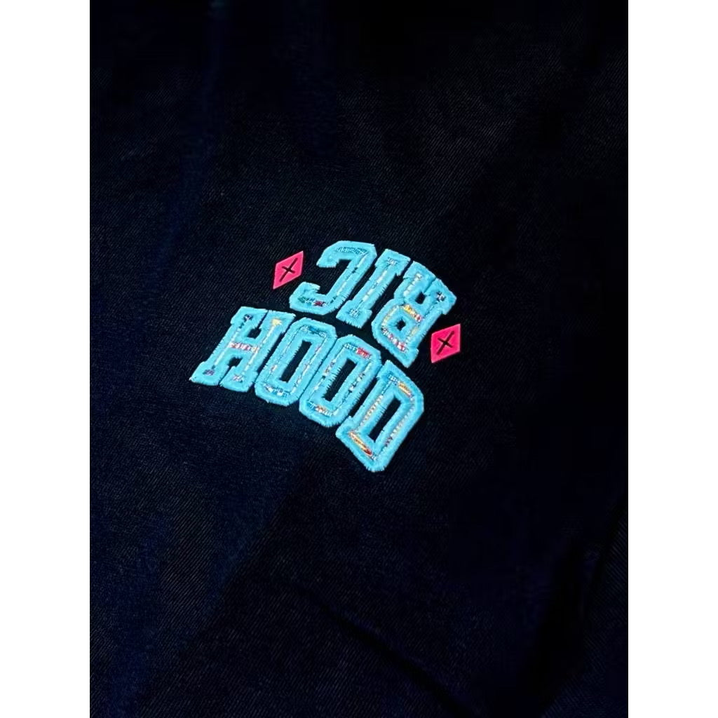 RICKYISCLOWN BLUE BOHO EMBROIDERY WHITE TEE