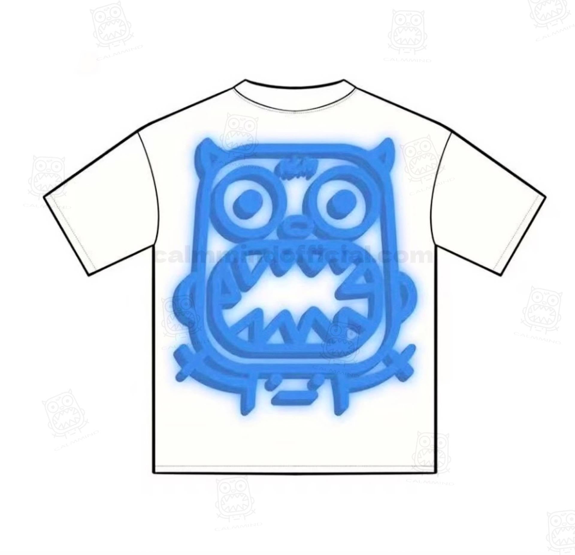 Calmmind Neon Blue Monster T-shirt White