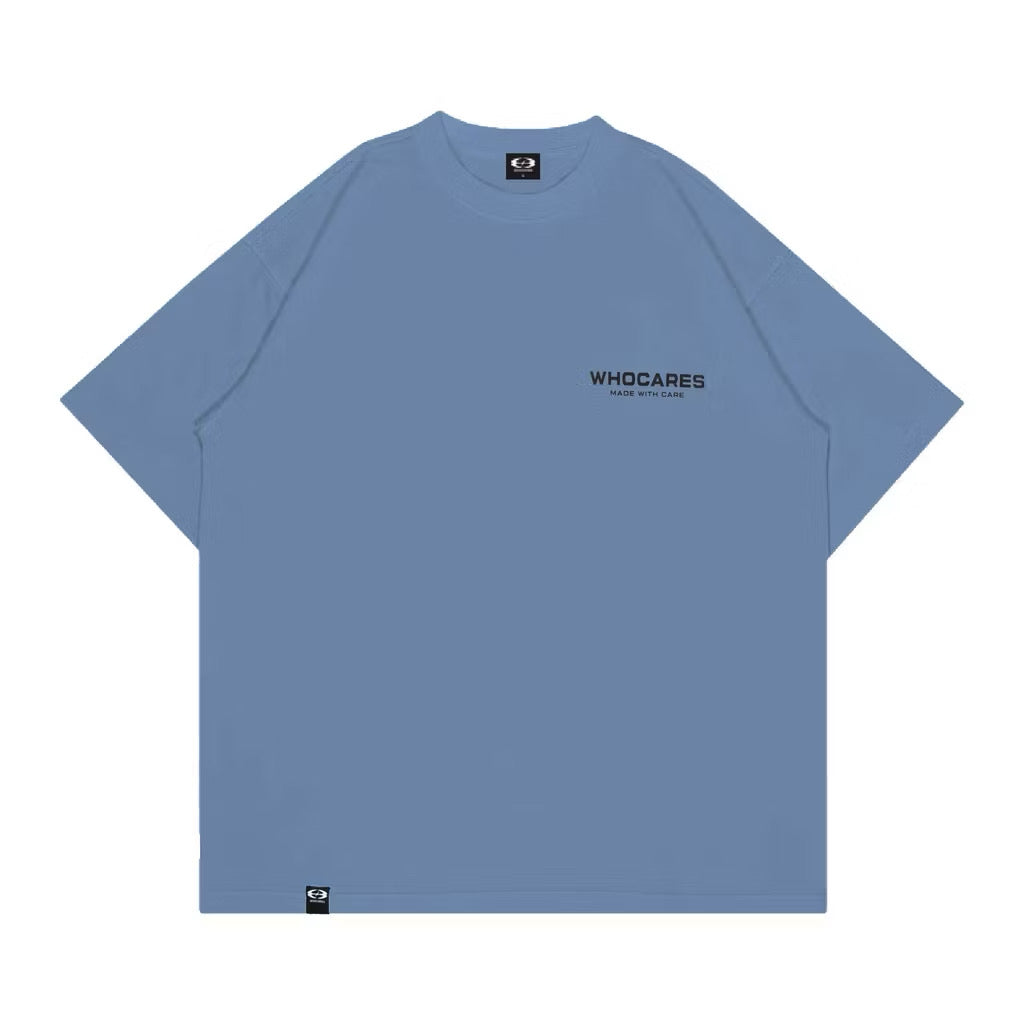 WHOCARES ESSENTIAL LOGO TEE BLUE