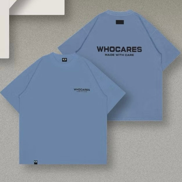 WHOCARES ESSENTIAL LOGO TEE BLUE