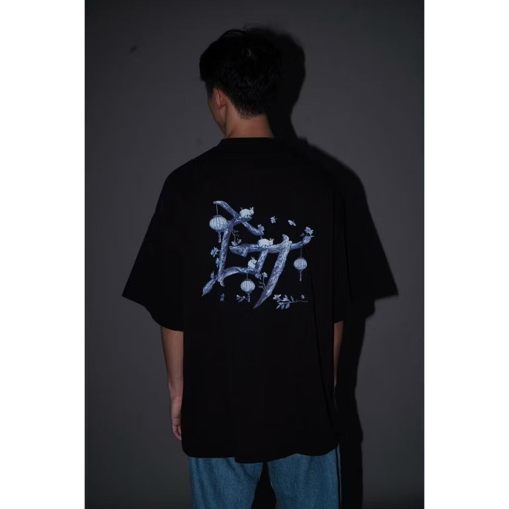 GOAT ORIENTAL NIGHTS BLUE LOGO BLACK T SHIRT