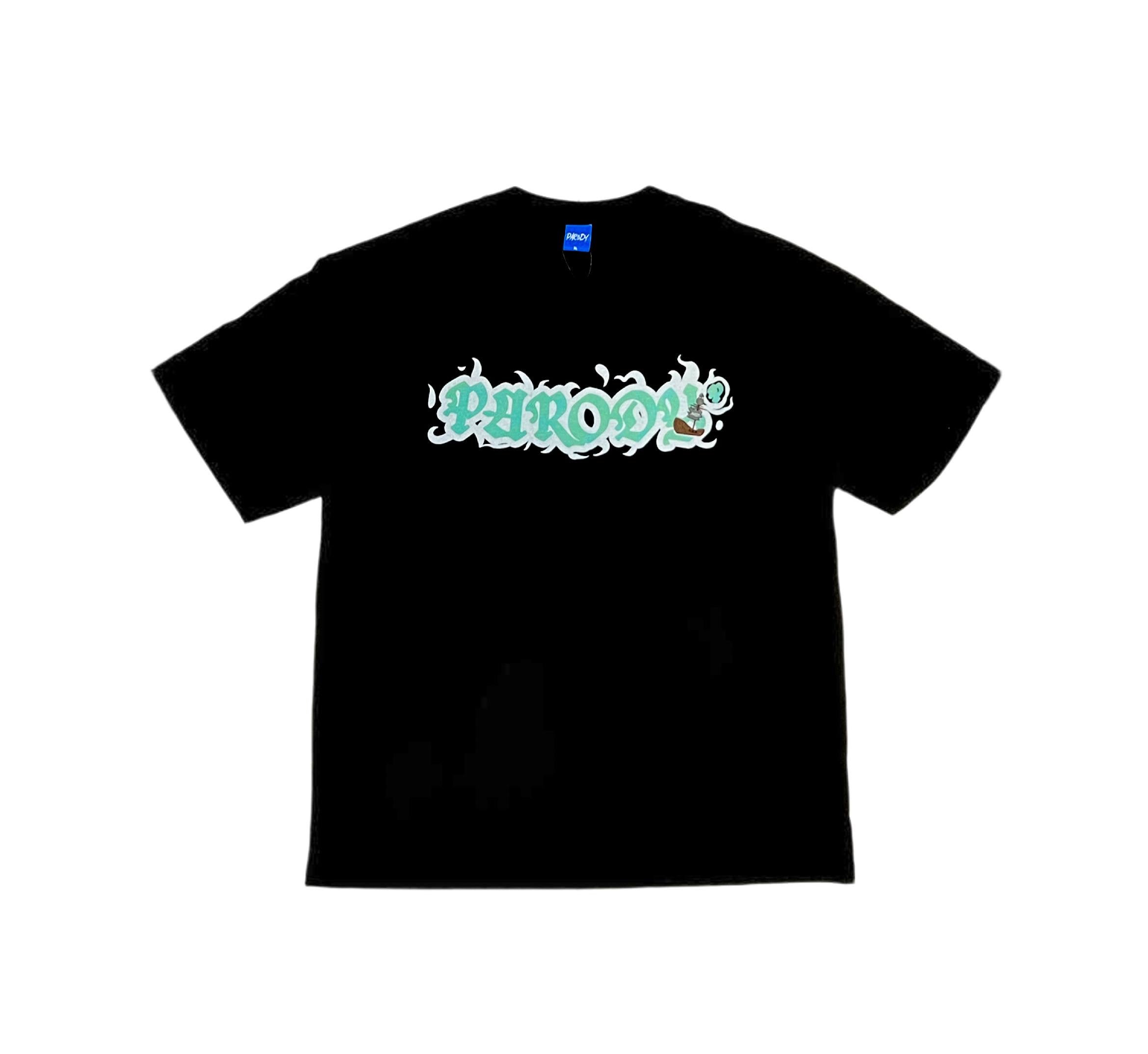 PARODY SMILEY FACE DESIGN 032 BLACK T SHIRT