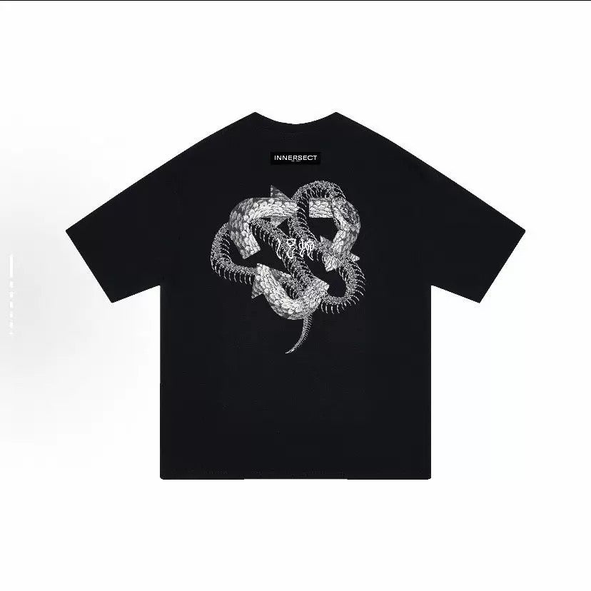 INNERSECT TRIANGLE WHITE SNAKE BLACK T SHIRT