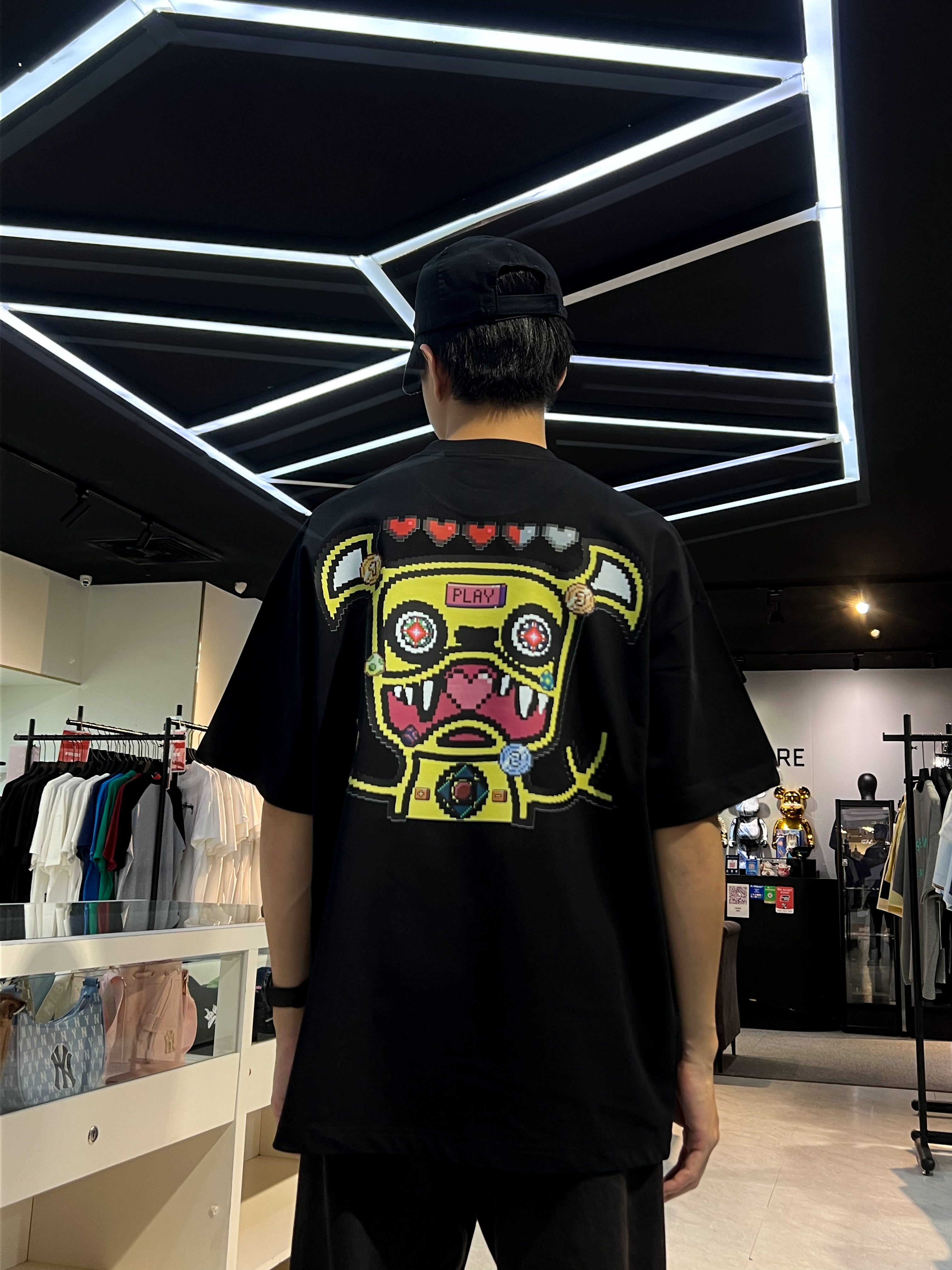 MINDLESS YELLOW ROBOT LOGO TEE BLACK