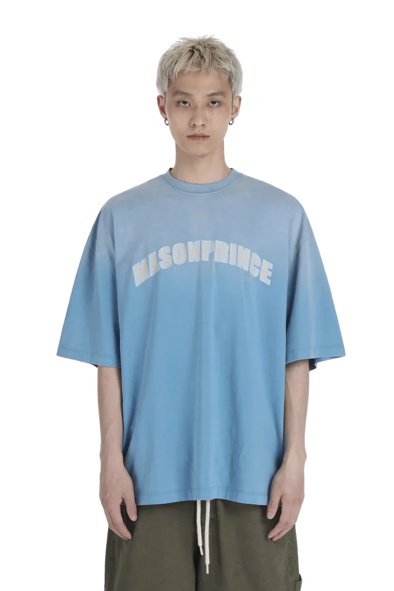 MASONPRINCE CURVED LOGO BLUE TEE
