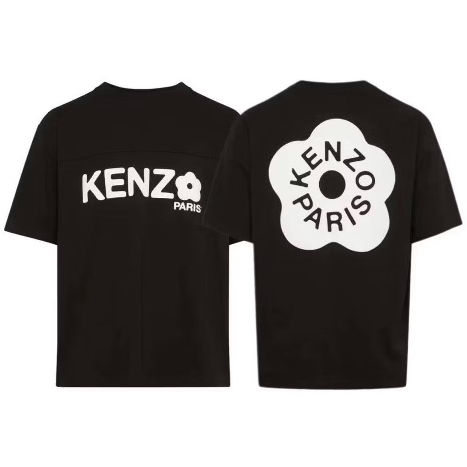 KENZO FLOWER EMBOSS LOGO BLACK T SHIRT (OS) OVERSIZED