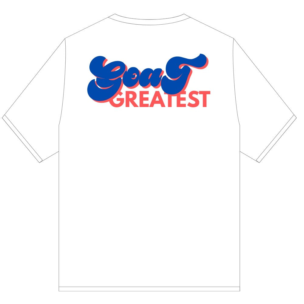 GOAT BLUE & RED RETRO TEE SHIRT WHITE