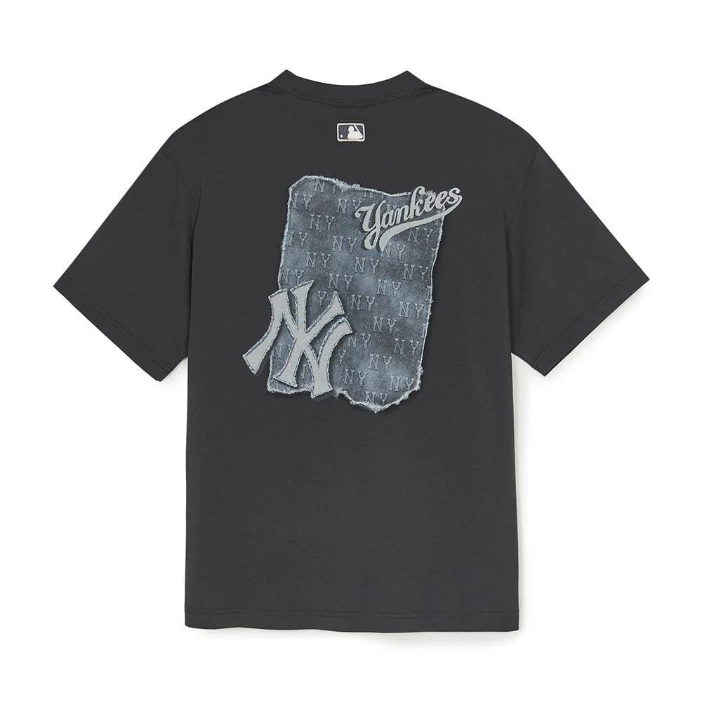 MLB NY Yankees Denimlike Monotive Oversized T-Shirt Grey