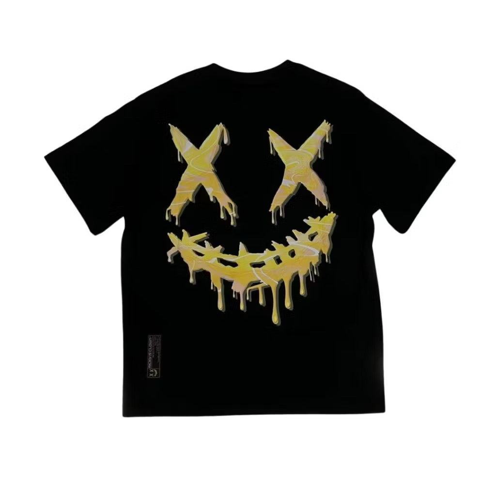RICKYISCLOWN YELLOW LIQUID BLACK T SHIRT