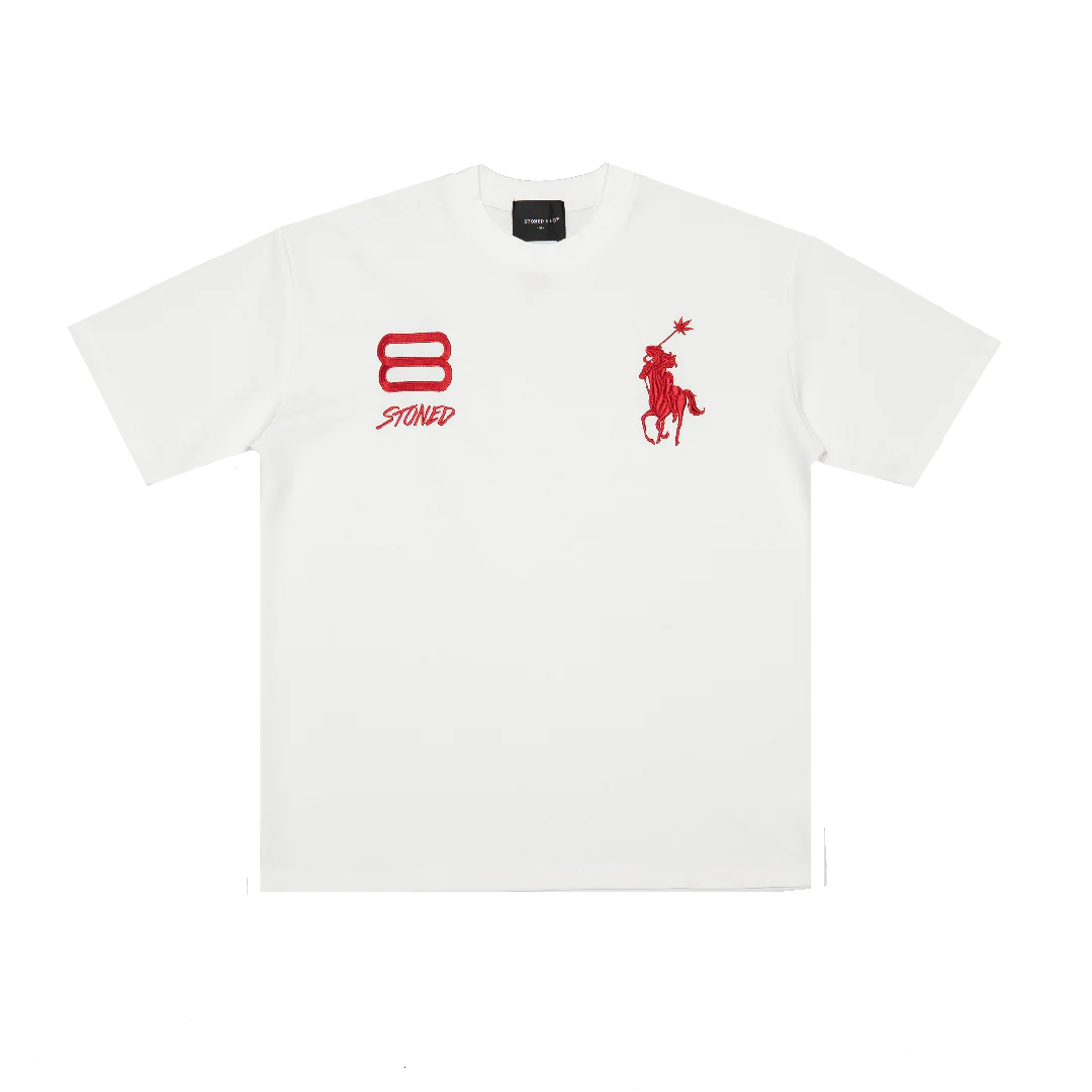 STONED & CO 26: DARK HORSE POLO WHITE TEE