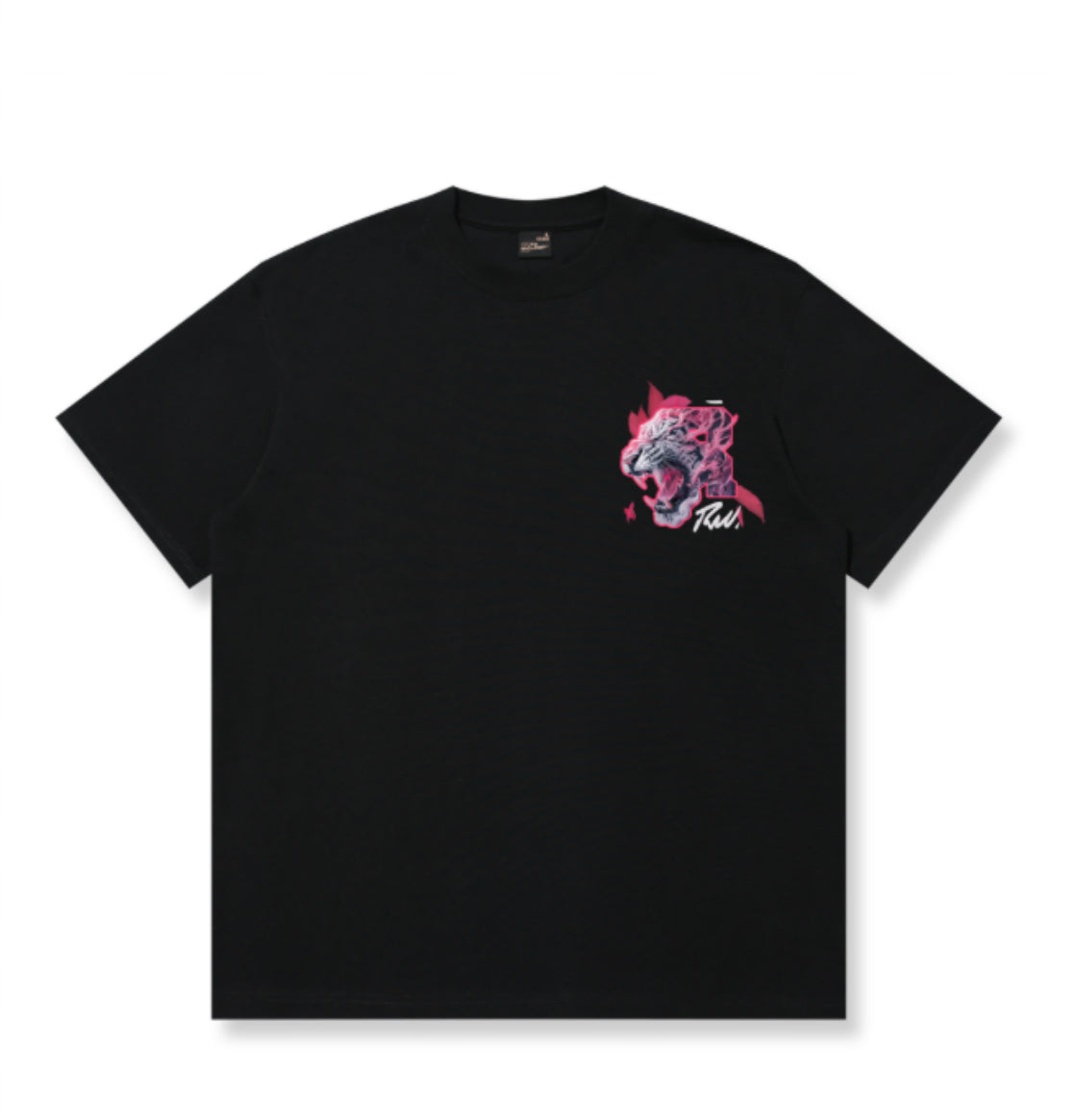 RICKYISCLOWN TIGER PINK FLAME BLACK T SHIRT