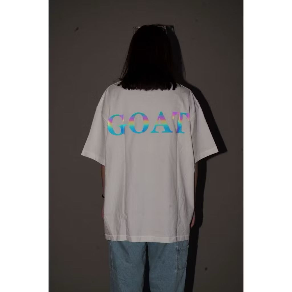 GOAT BOLD HOLO REFLECTIVE WHITE T SHIRT