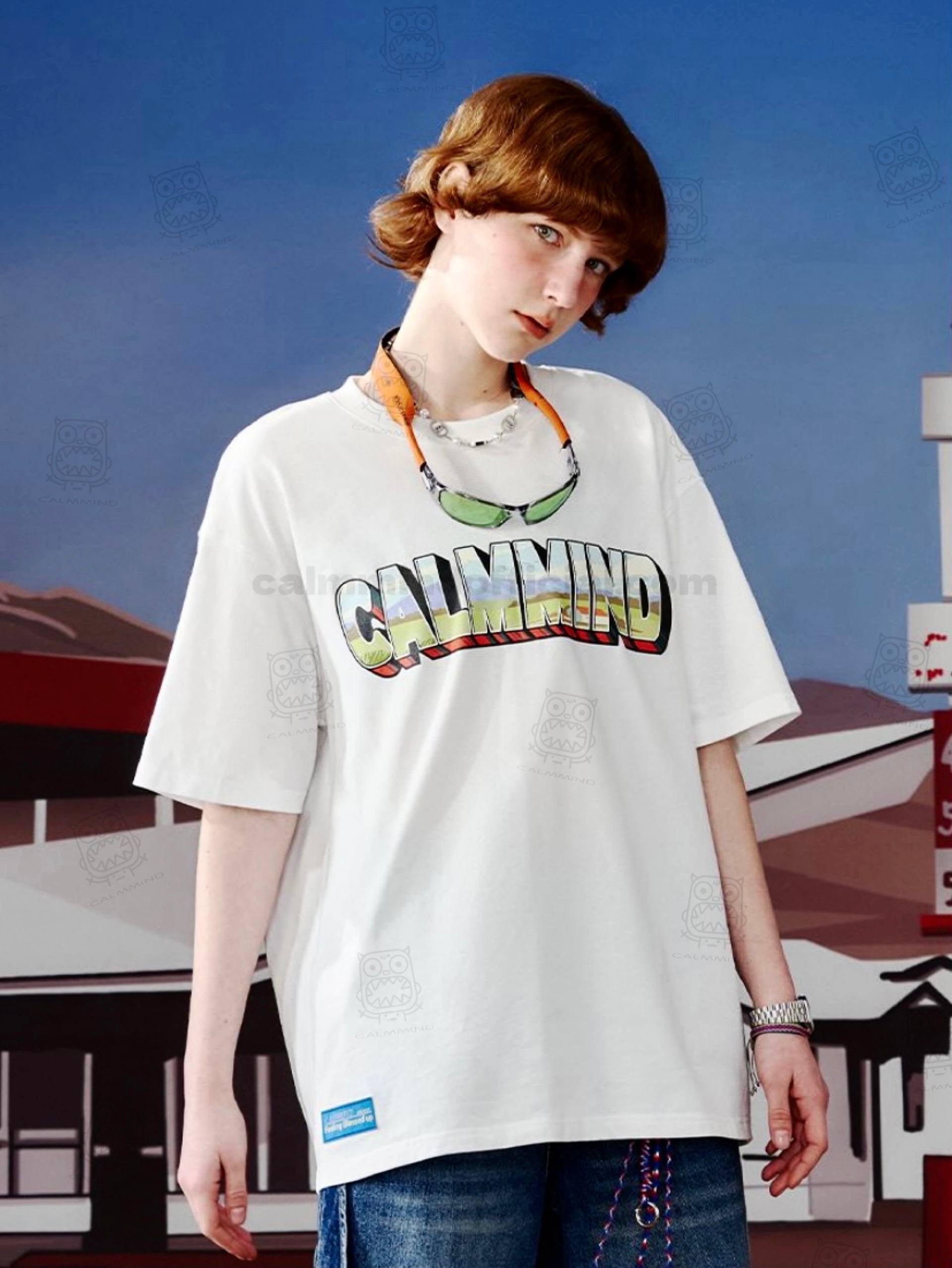 Calmmind Oil Paint Monster Tee White