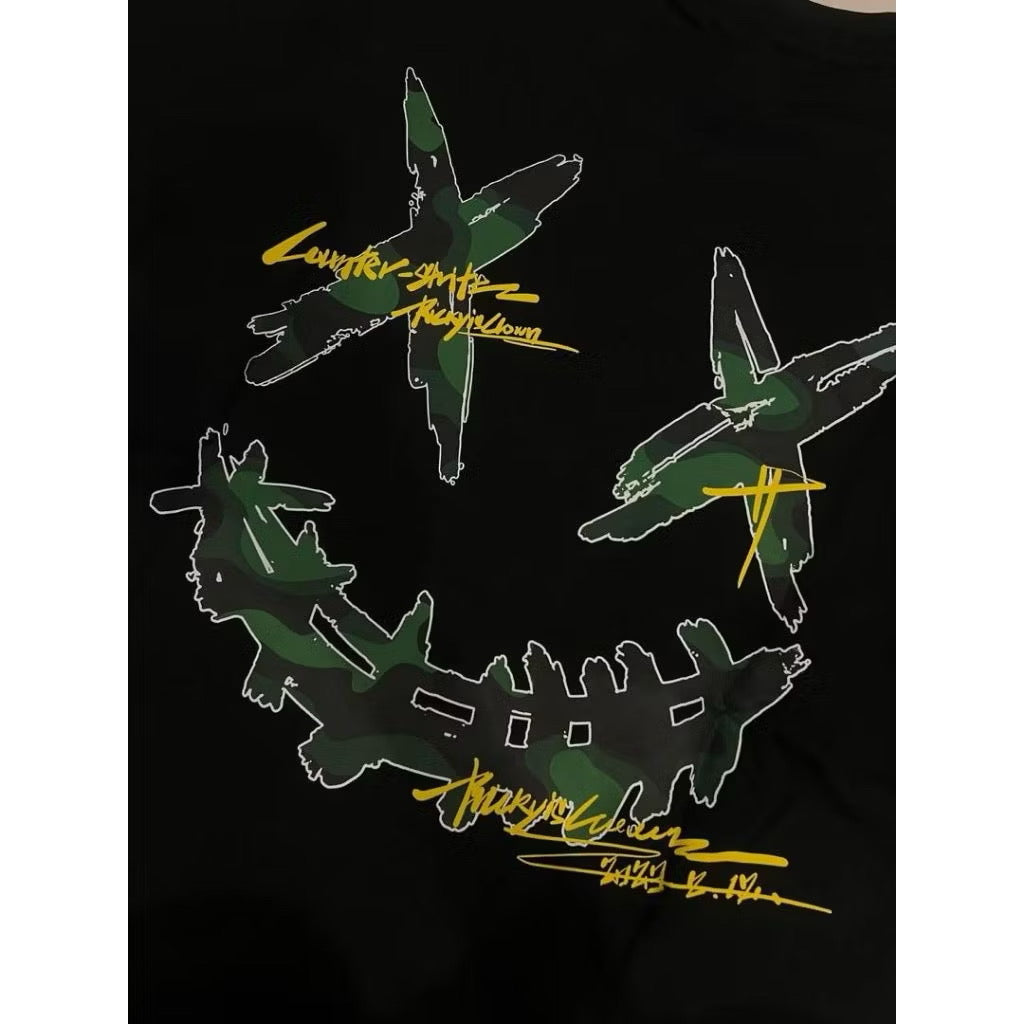 RICKYISCLOWN GREEN CAMO BLACK TEE