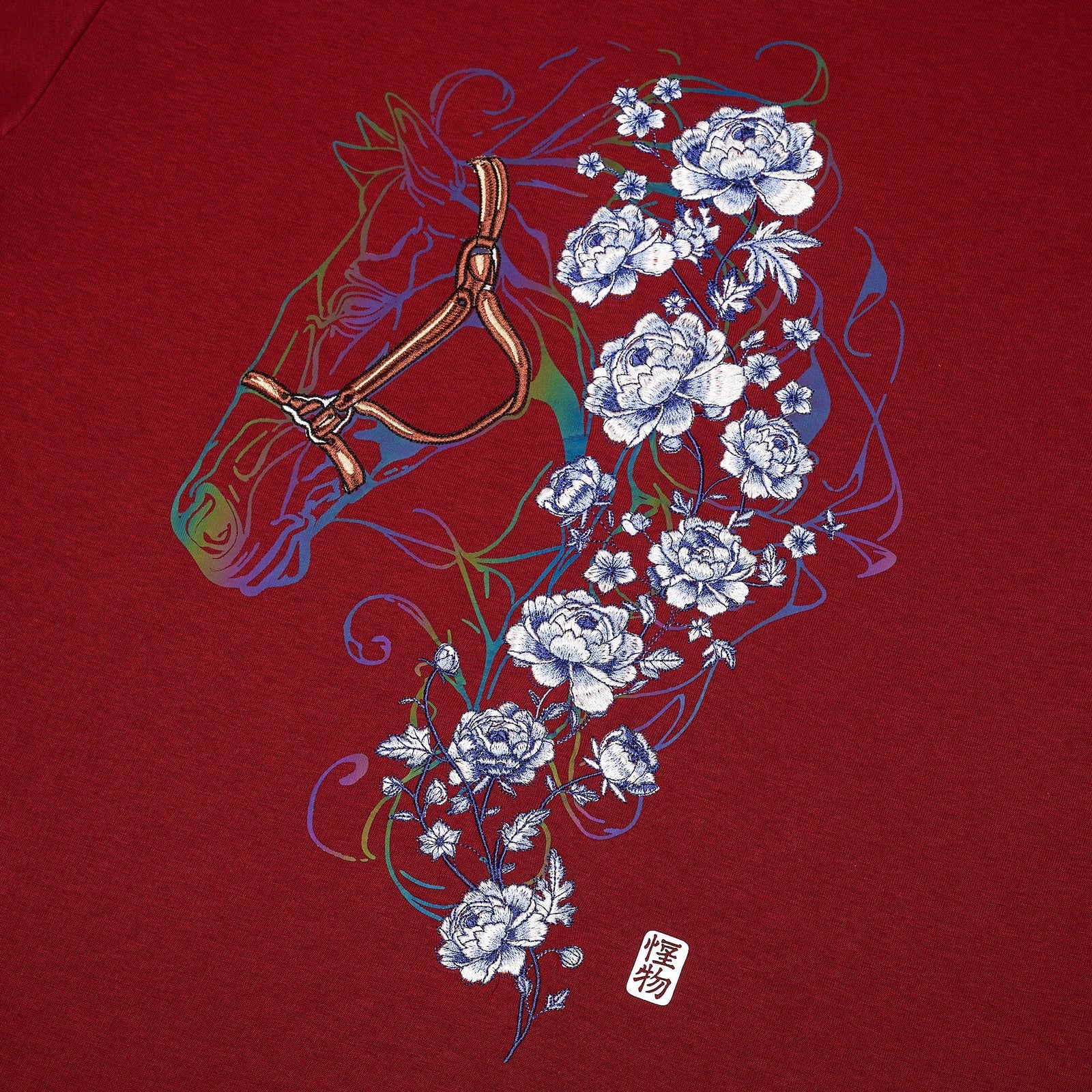 MONZTR FLORAL STALLION TEE BURGUNDY