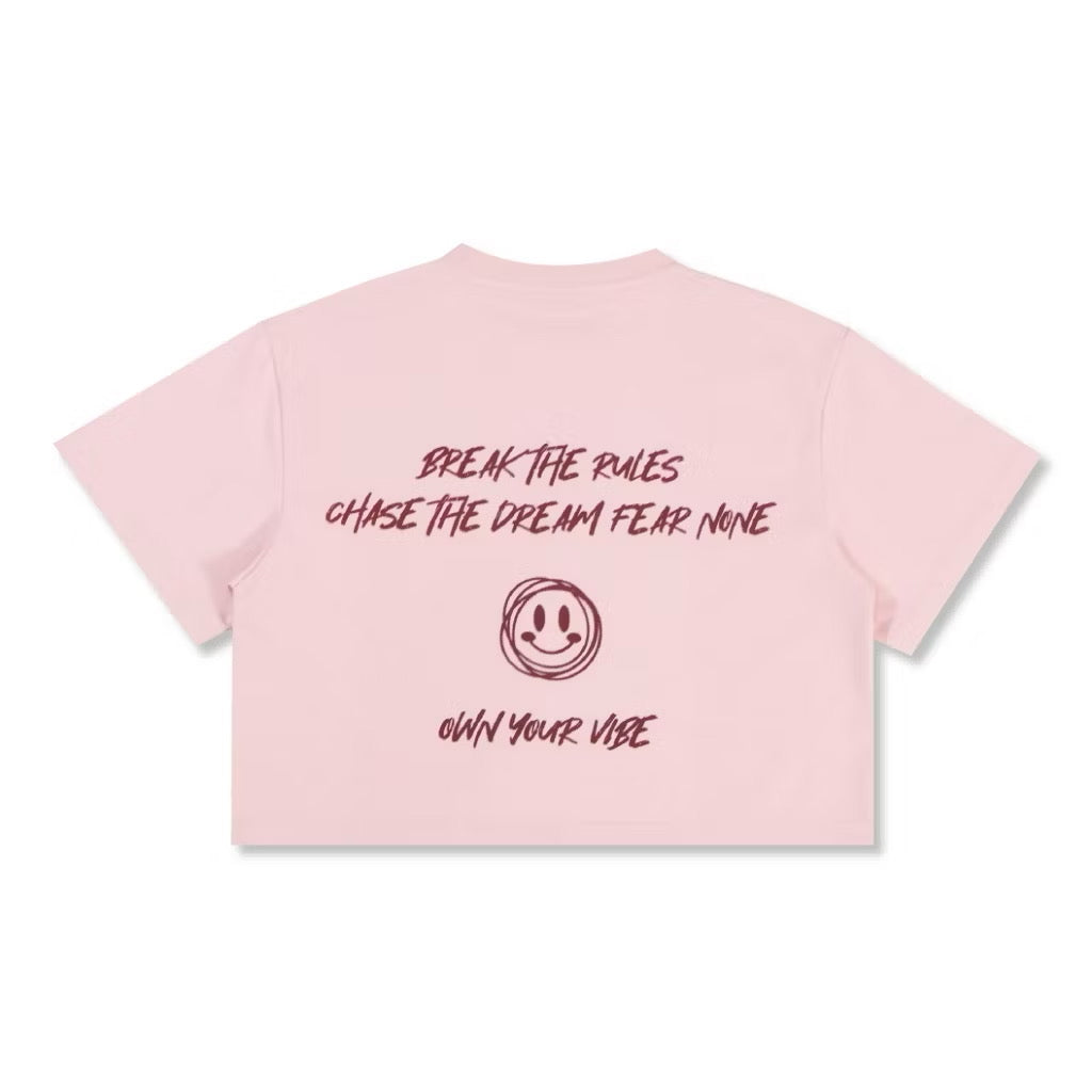 HUBCO REBELLION MANUSCRIPT  CROP TOP PINK