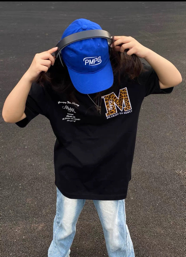 MEDM LEOPARD SKIN BLACK TEE