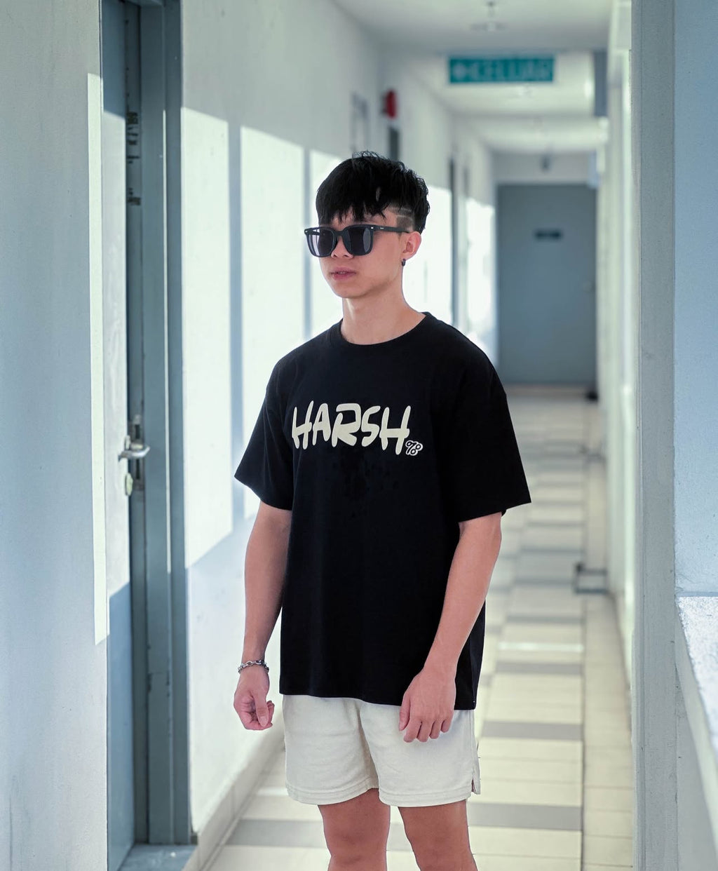 HARSH FRONT LOGO BLACK TEE