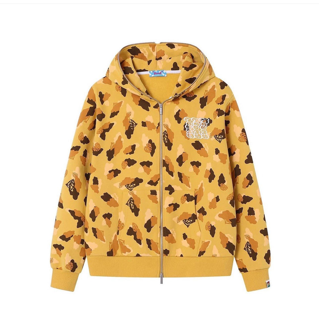 SWEED CAMO ZIP UP HOODIE YELLOW