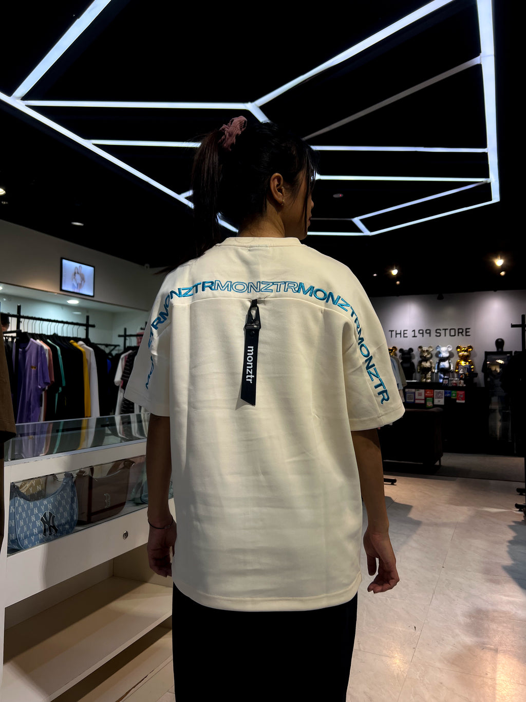 MONZTR ESSENTIAL STRAP TEE CREAM/BLUE