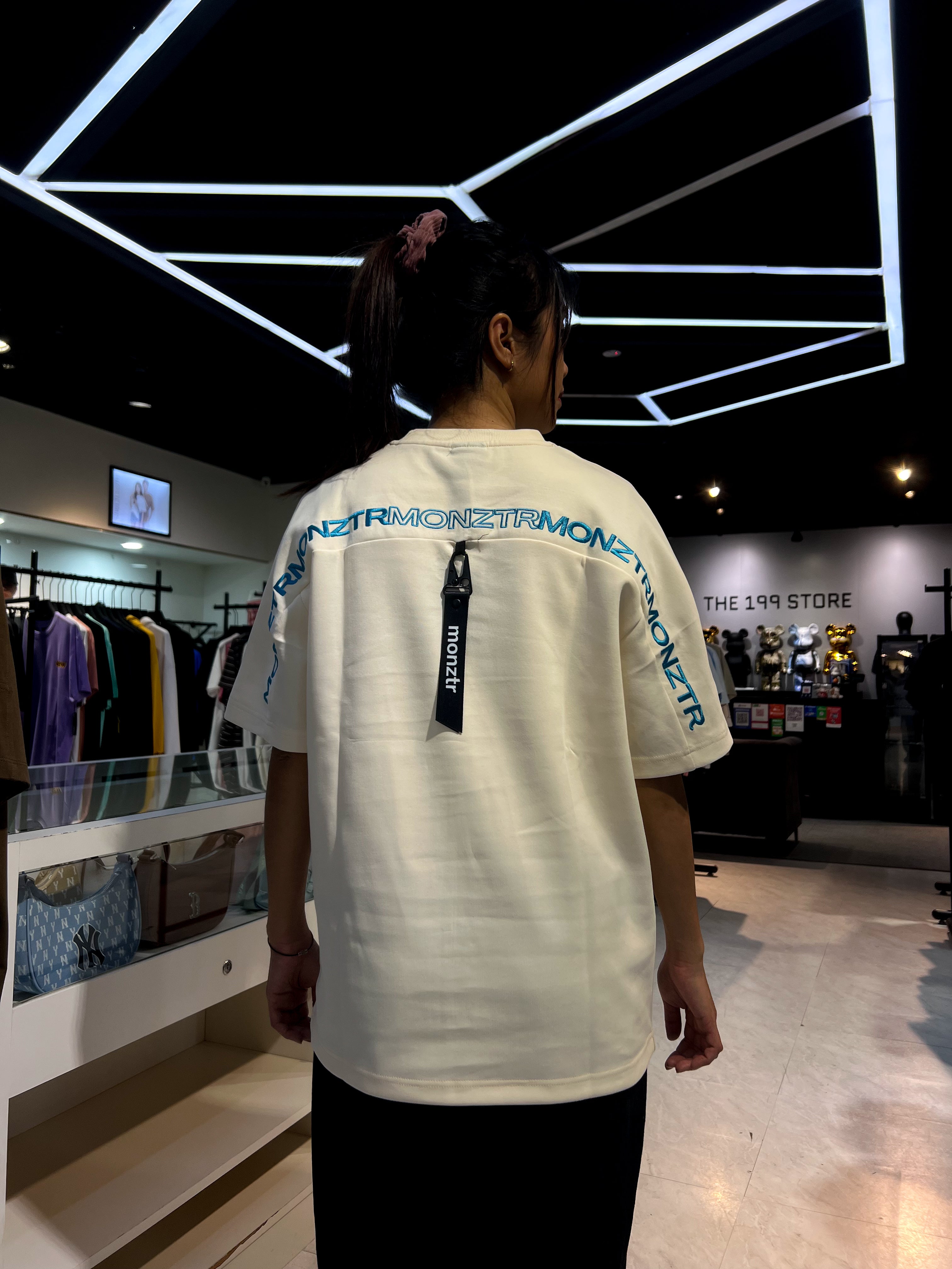 MONZTR ESSENTIAL STRAP TEE CREAM/BLUE