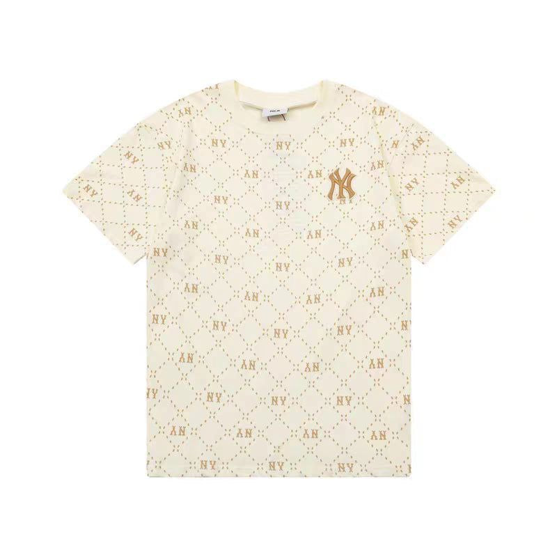MLB Full Monogram Gold NY Logo Tee Cream