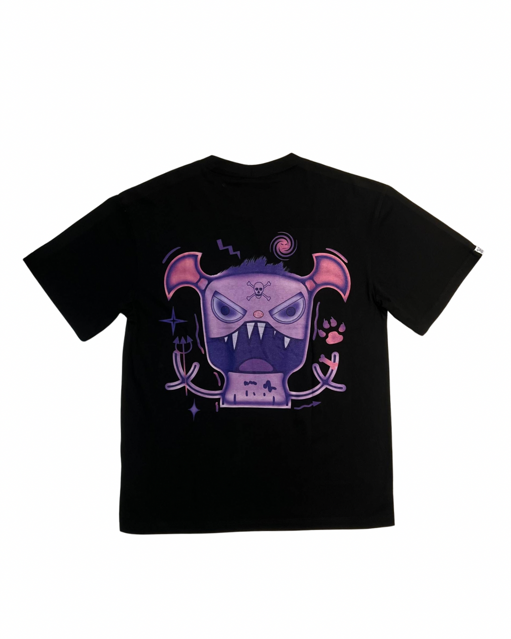 MINDLESS SKELETON PURPLE LOGO TEE BLACK
