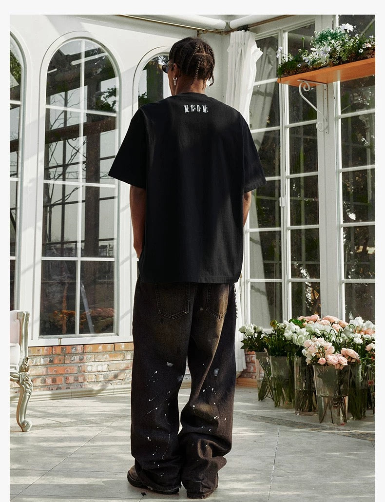 MEDM ALL OVER CRYSTAL BLACK TEE