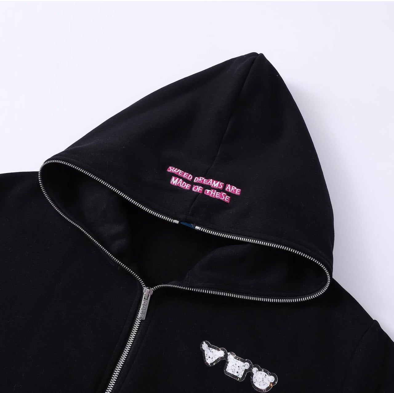 SWEED DIAMOND ZIP UP HOODIE BLACK