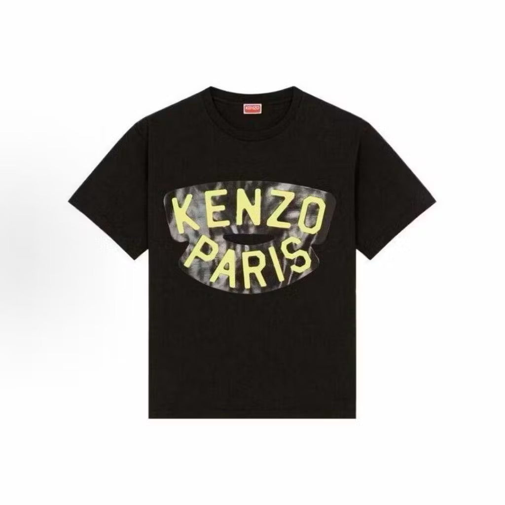 KENZO PRINTED KENZO PARIS ELEPHANT SERIES BLACK T SHIRT (OS) OVERSIZED