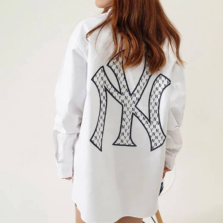 MLB LONG SLEEVE POLO WHITE SHIRT