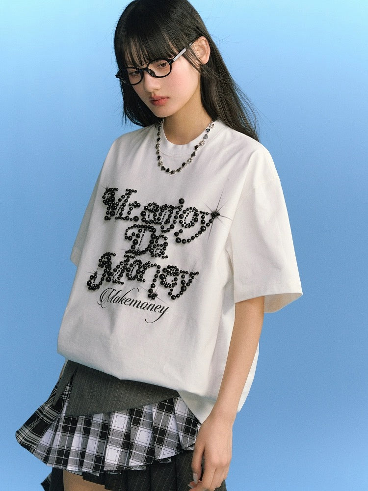 MEDM ALL OVER CRYSTAL WHITE TEE