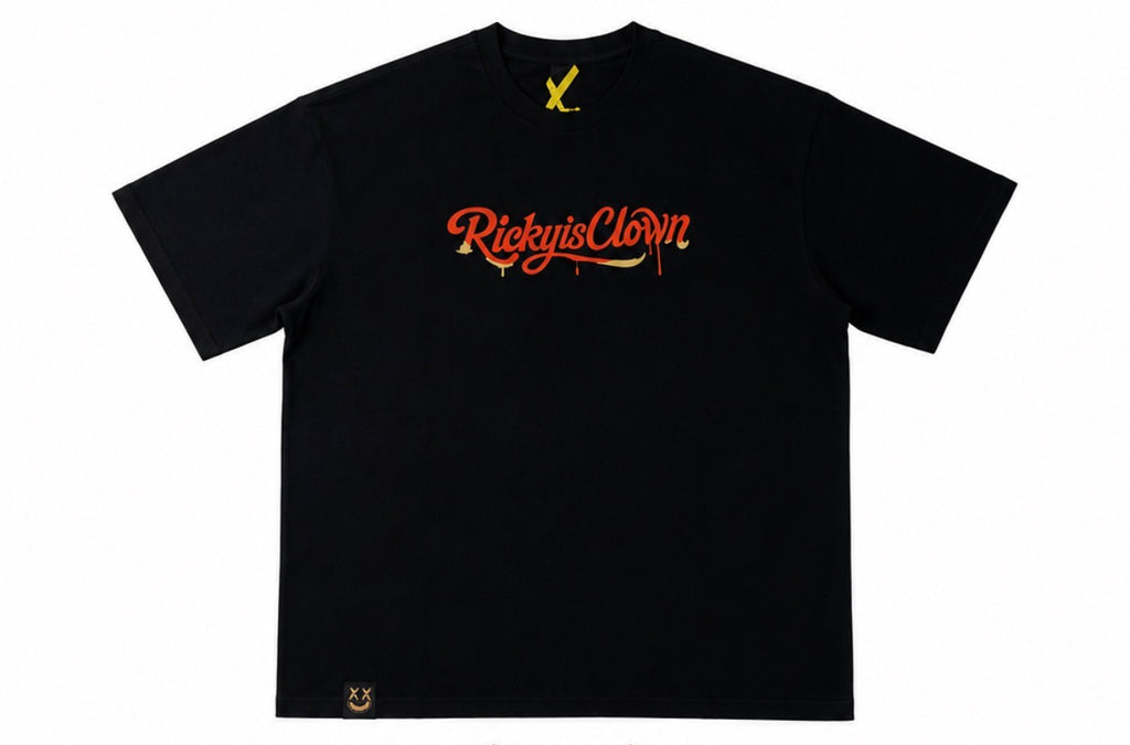 RICKYISCLOWN GILDED RIPPED FUR CLOWN TEE BLACK