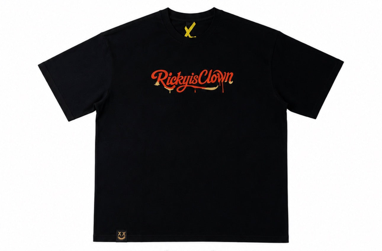 RICKYISCLOWN GILDED RIPPED FUR CLOWN TEE BLACK
