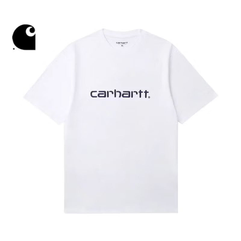CARHARTT WIP SCRIPT EMBROIDERED LOGO WHITE TEE SHIRT