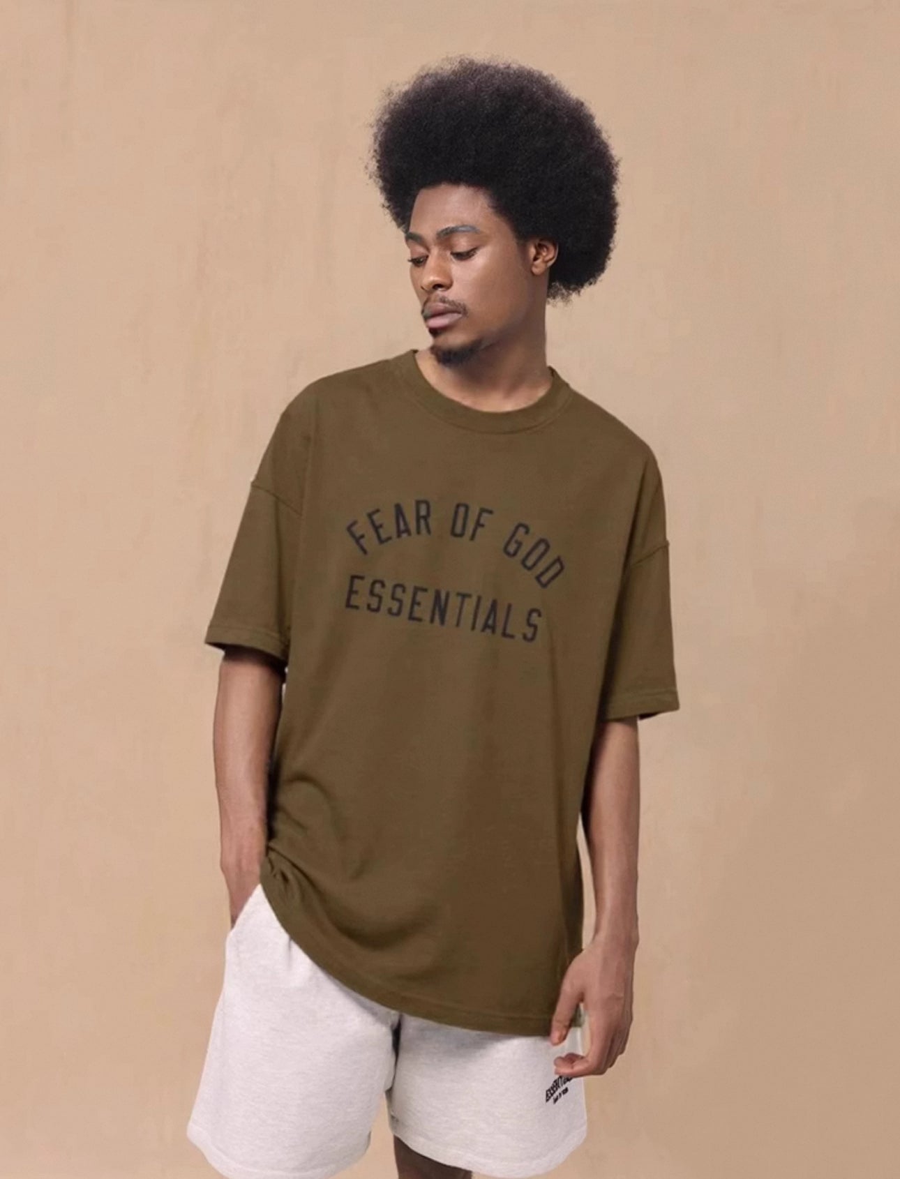Fear of God Essentials Heavy Crewneck Tee Olive (FW24)
