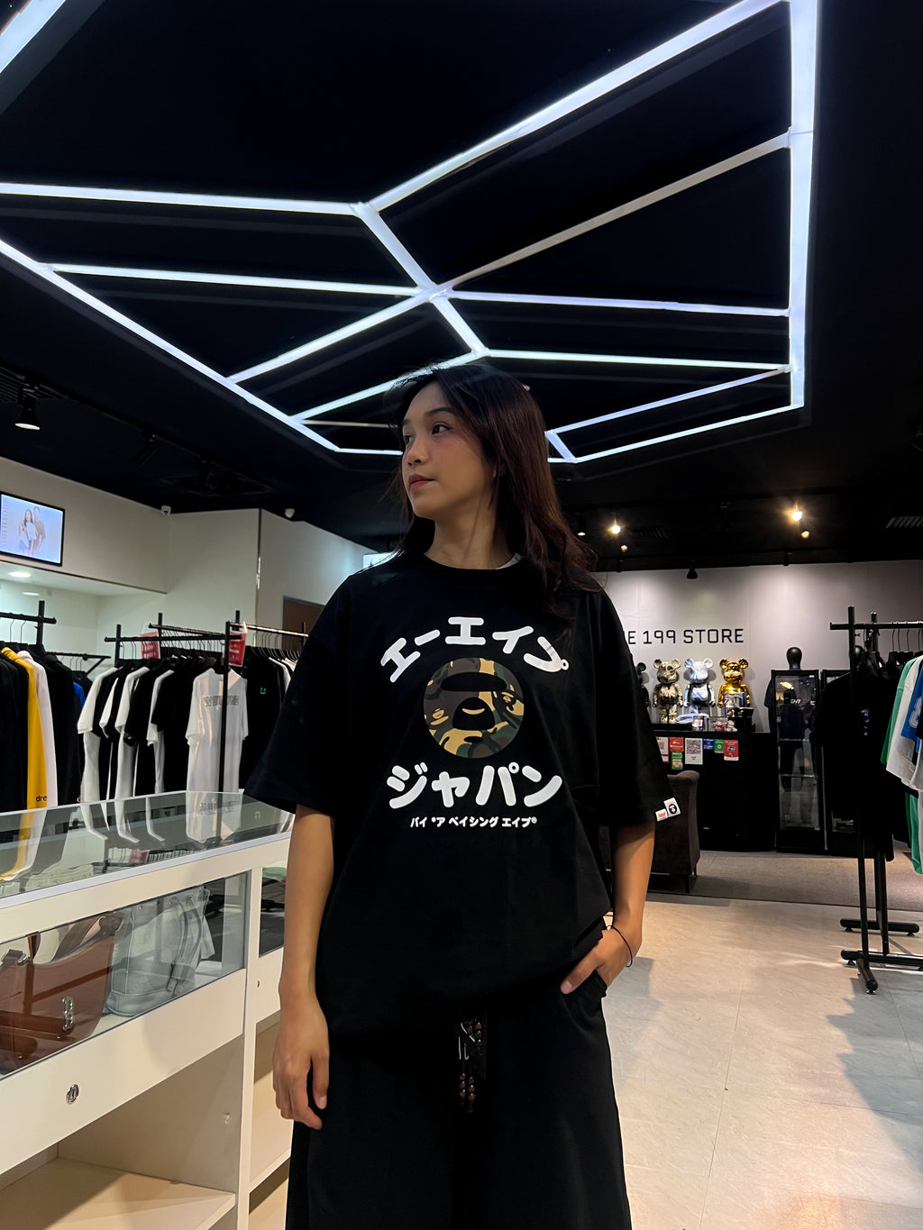 BAPE AAPE CAMO MOONFACE TEE BLACK