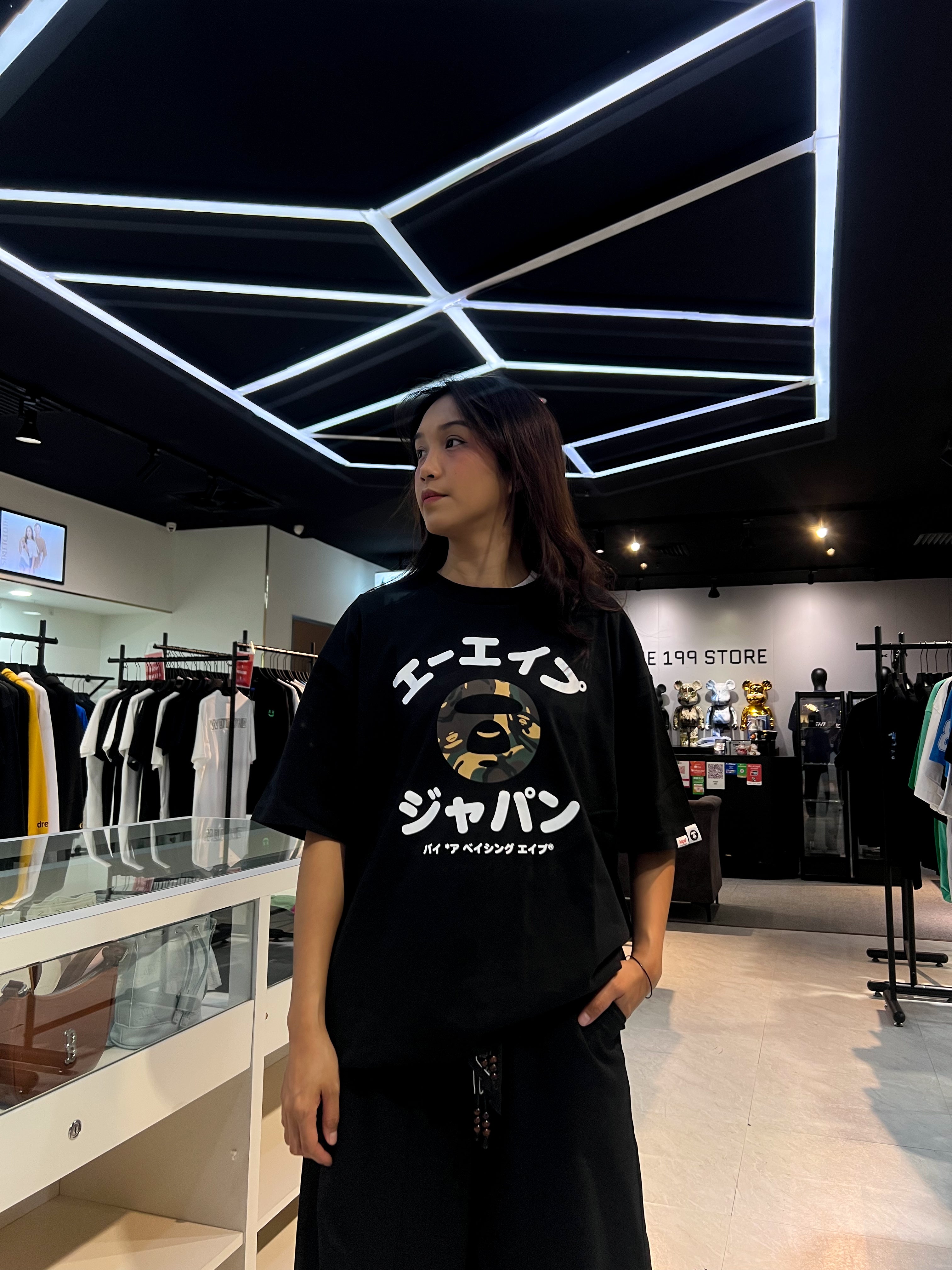 BAPE AAPE CAMO MOONFACE TEE BLACK