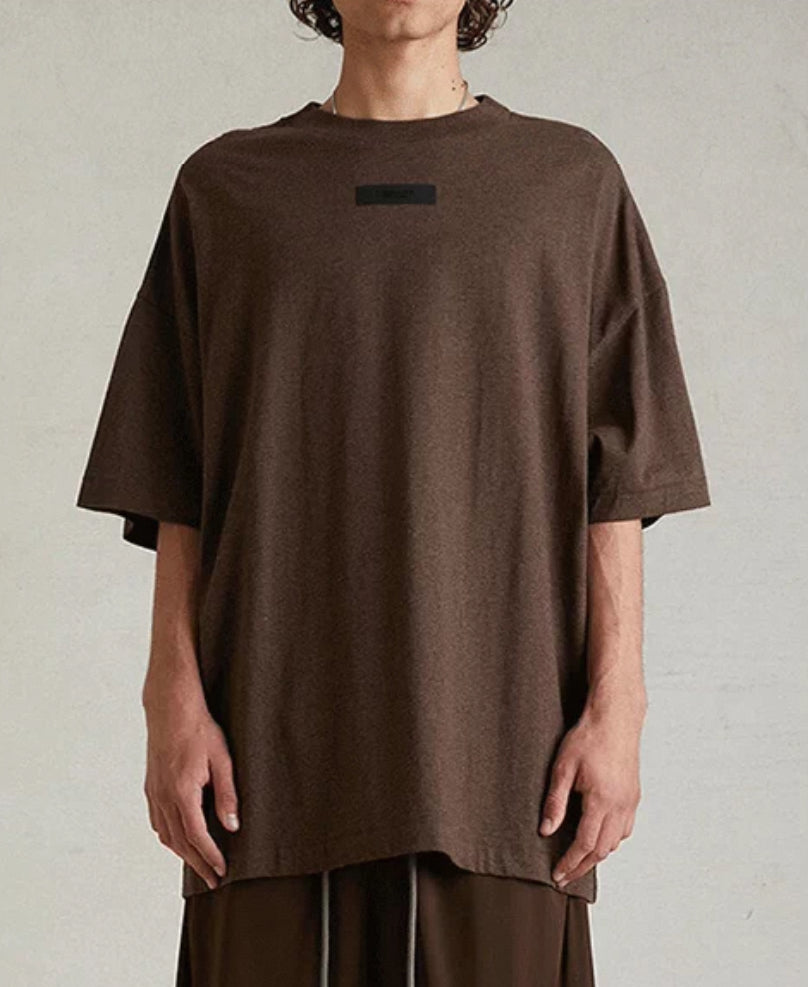 FEAR OF GOD ESSENTIALS T-Shirt Short-Sleeved With Chest Label SS24  Heather wood