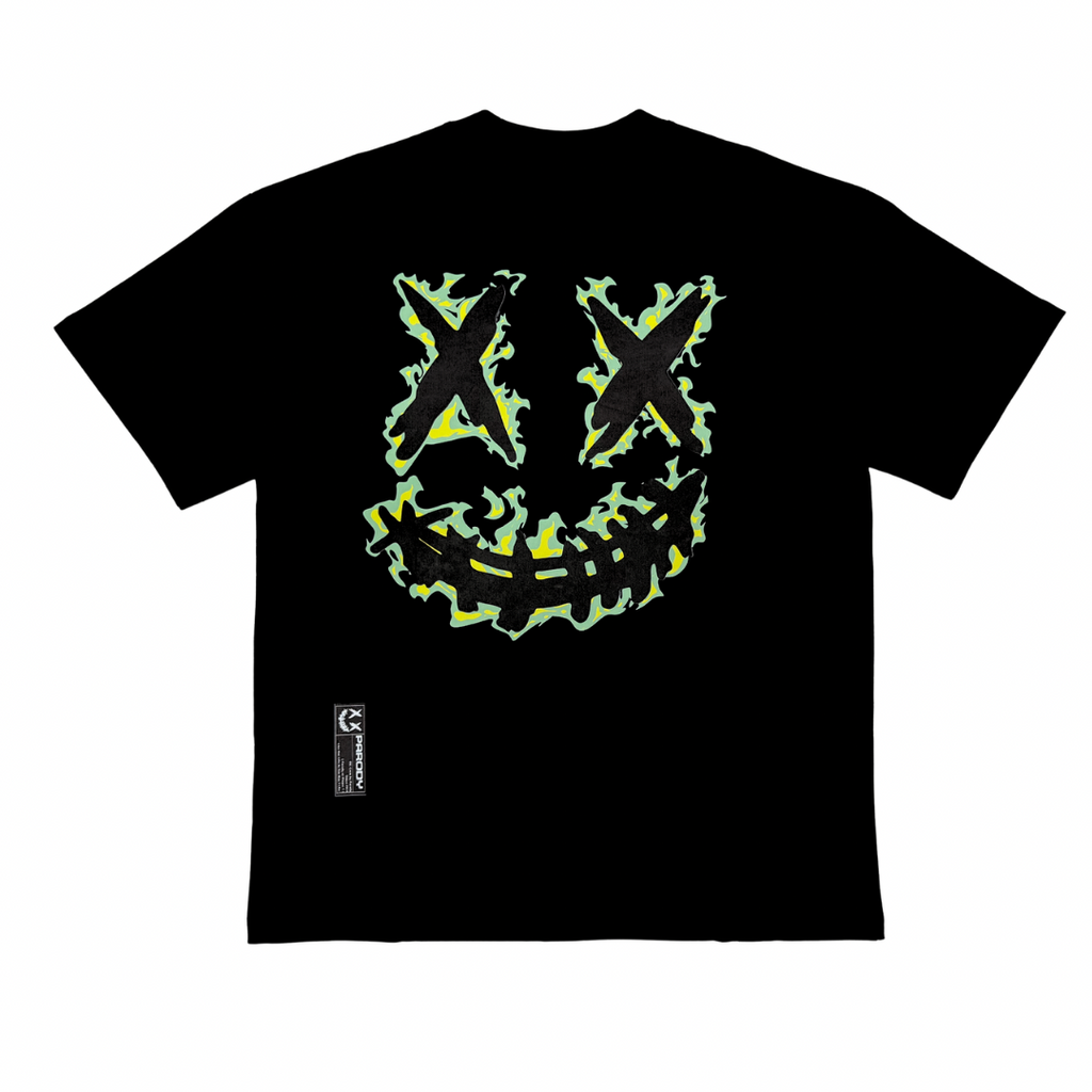 PARODY SMILEY FACE DESIGN 066 BLACK T SHIRT