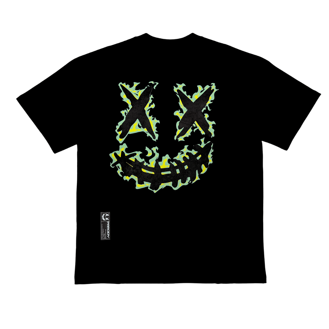 PARODY SMILEY FACE DESIGN 066 BLACK T SHIRT