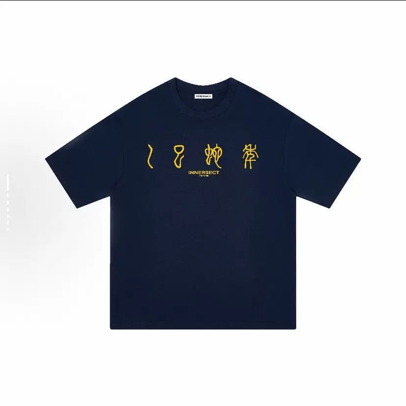 INNERSECT TRIANGLE YELLOW SNAKE NAVY T SHIRT