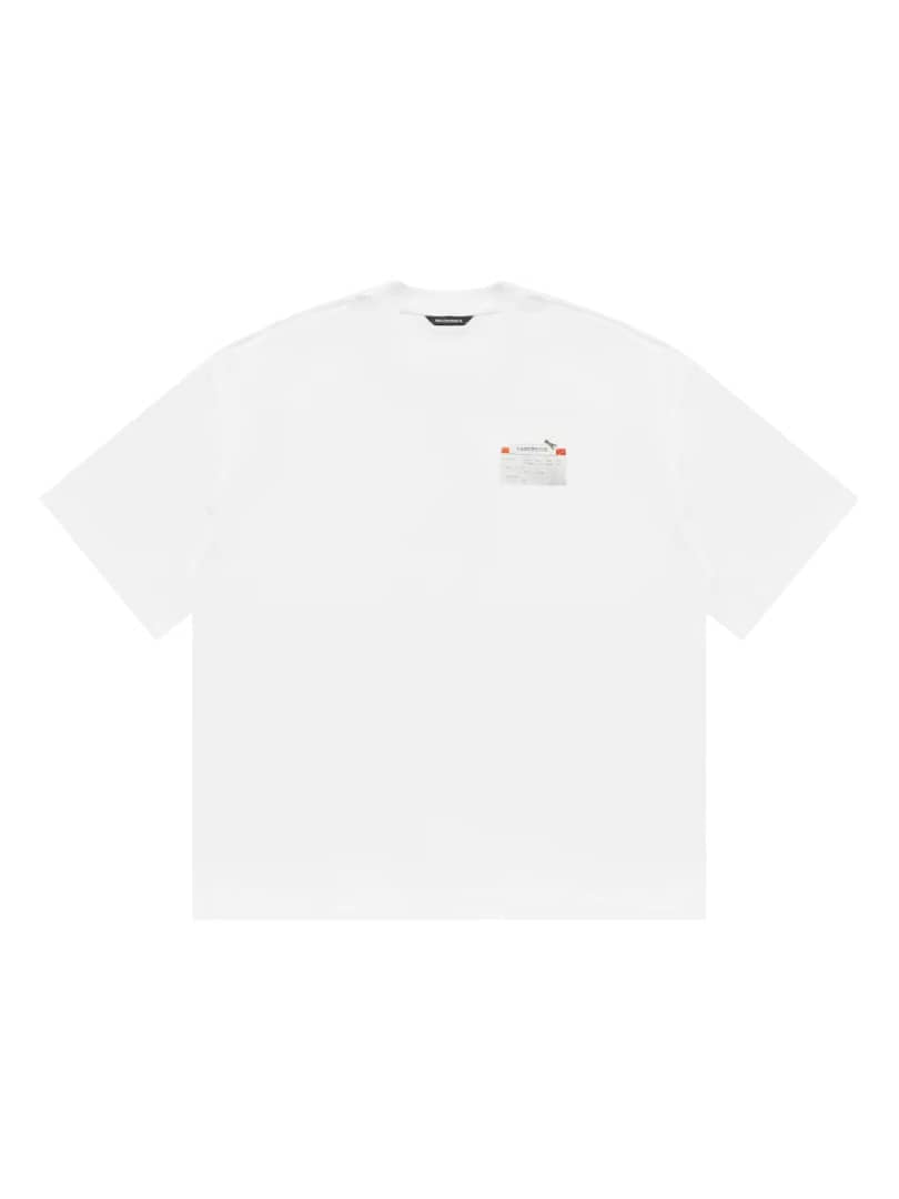 Masonprince Imitation Paper Information Label Printed Short-Sleeve Tee White